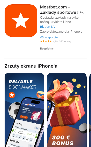 Pobranie aplikacji Mostbet na iОС