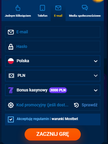 Zarejestruj Przez e-mail